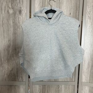 ALO Yoga Light Gray Sleeveless Hoodie Cropped Sweatshirt M
